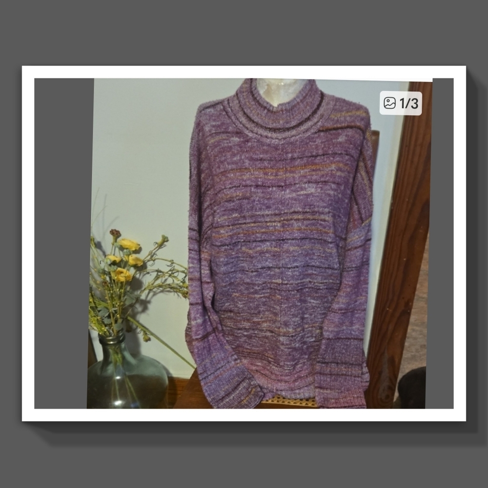 CJ Banks Purple Marled Mock Neck Sweater Size 1x